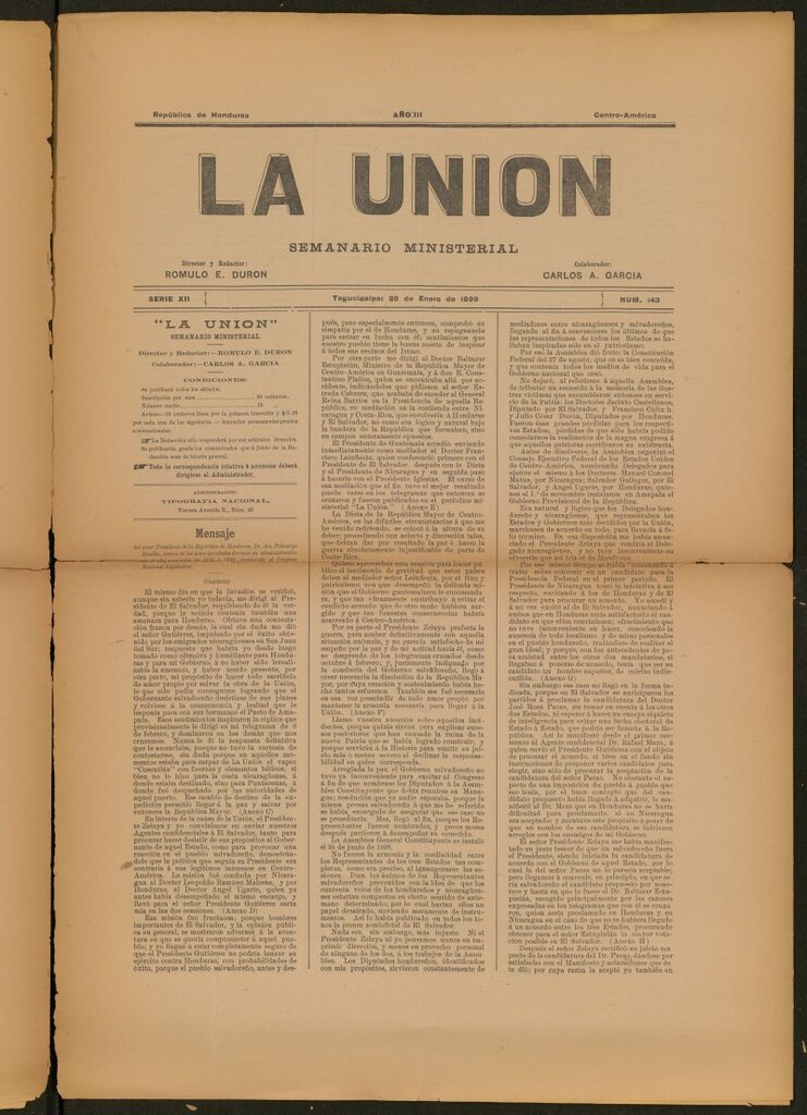Miniatura de La Unión: Semanario ministerial del 25 de enero de 1899