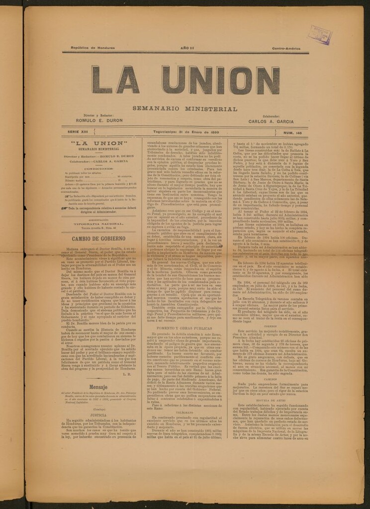 Miniatura de La Unión: Semanario ministerial del 31 de enero de 1899