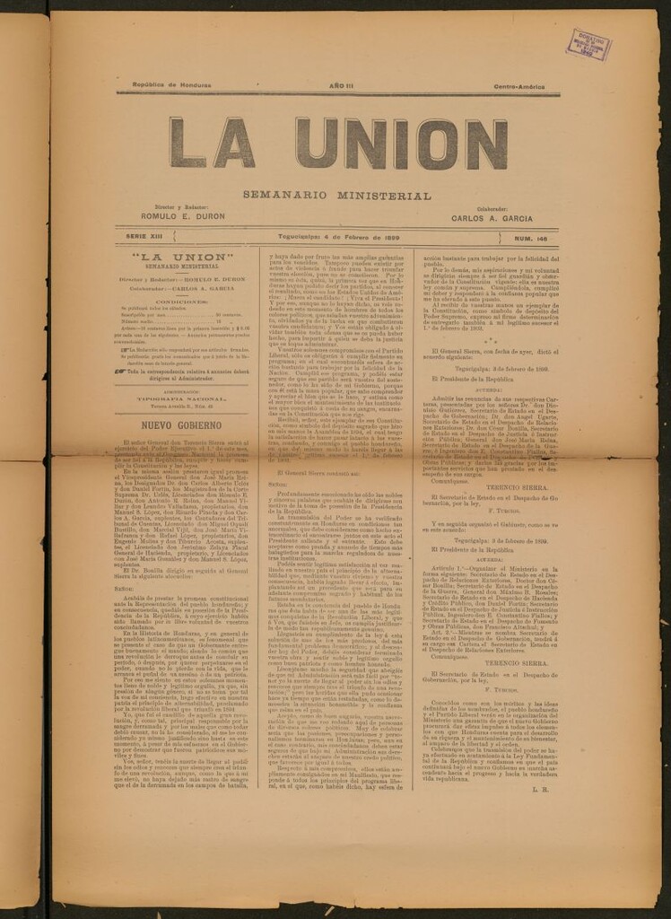 Miniatura de La Unión: Semanario ministerial del 4 de febrero de 1899