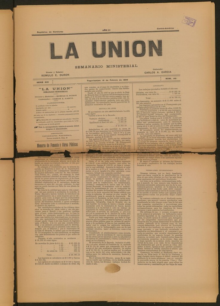Miniatura de La Unión: Semanario ministerial del 16 de febrero de 1899