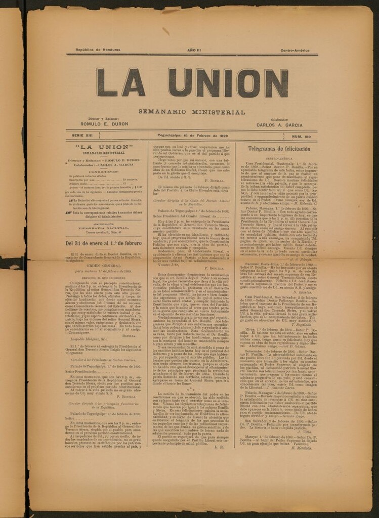 Miniatura de La Unión: Semanario ministerial del 18 de febrero de 1899