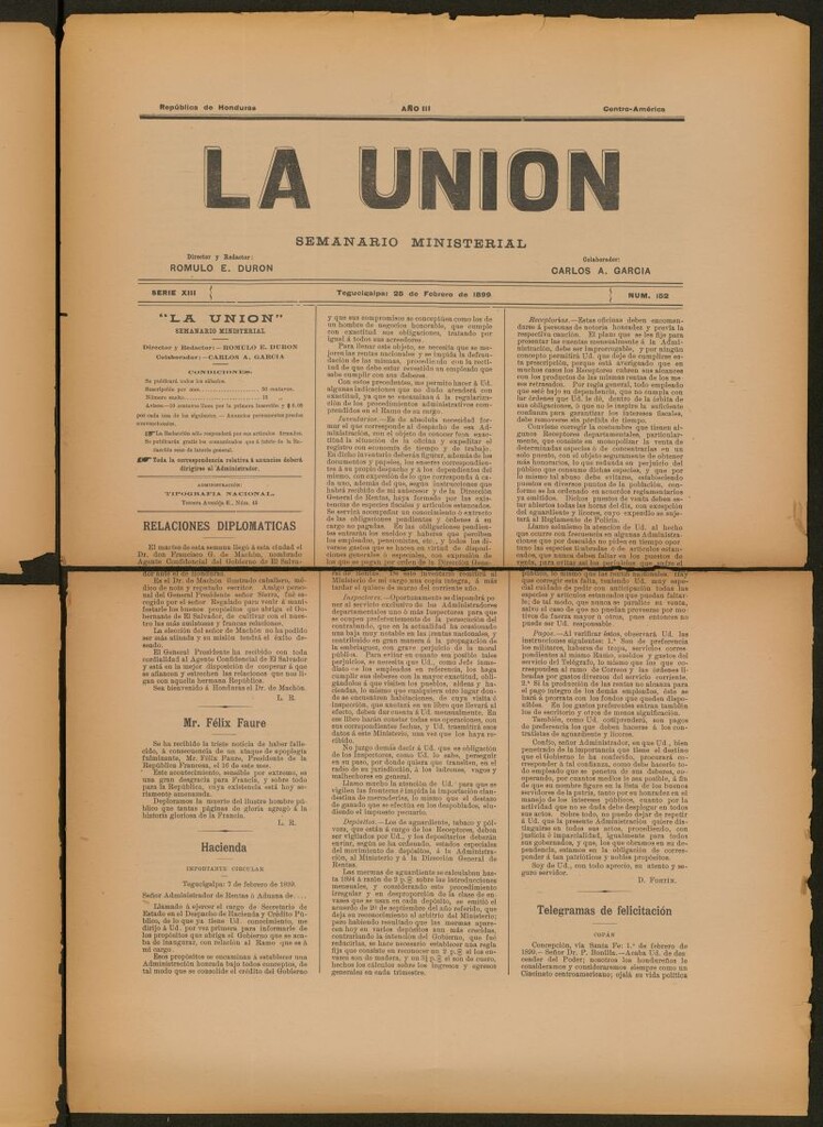Miniatura de La Unión: Semanario ministerial del 25 de febrero de 1899