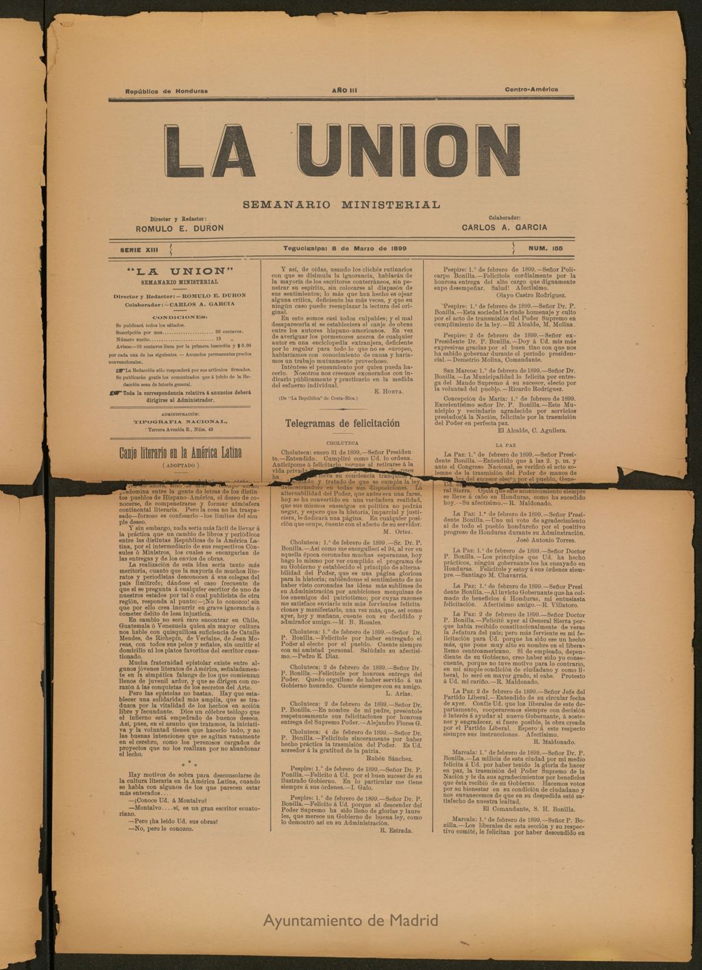 Miniatura de La Unión: Semanario ministerial del 8 de marzo de 1899