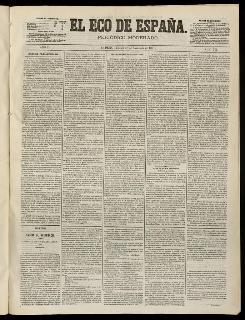 Miniatura de El Eco de España del 17 de noviembre de 1871
