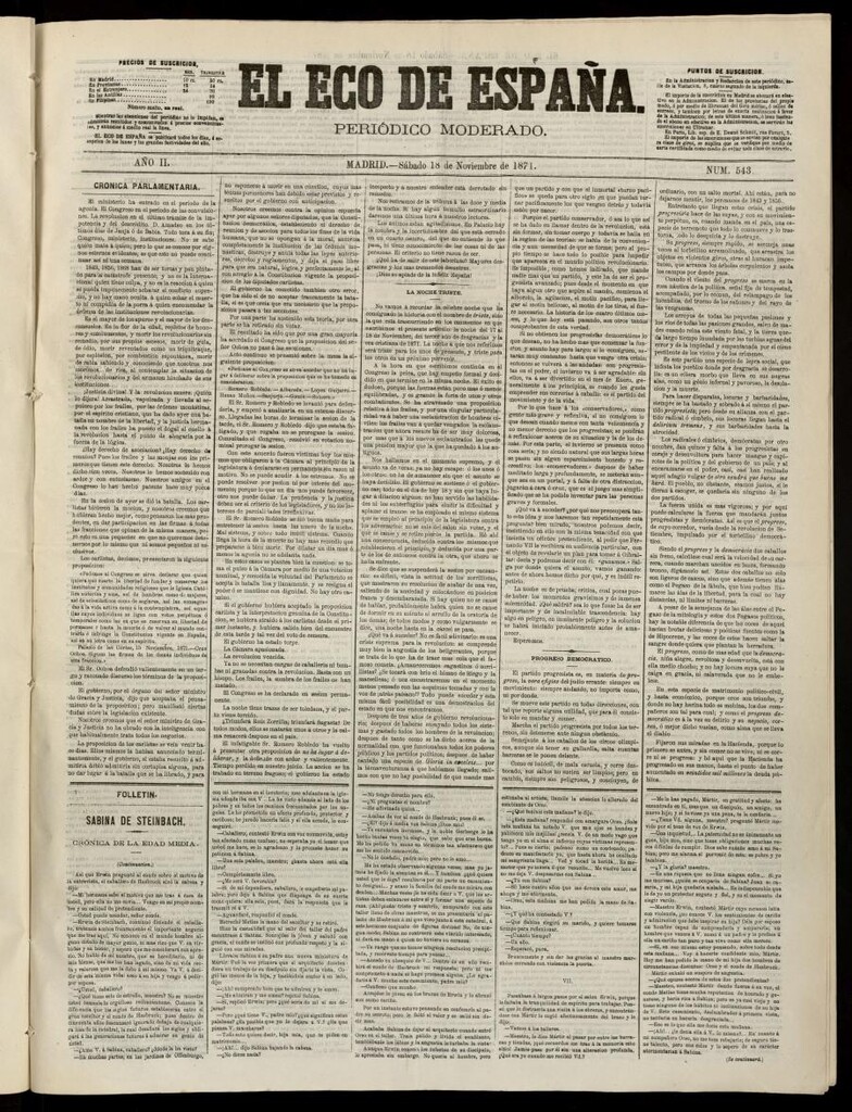 Miniatura de El Eco de España del 18 de noviembre de 1871