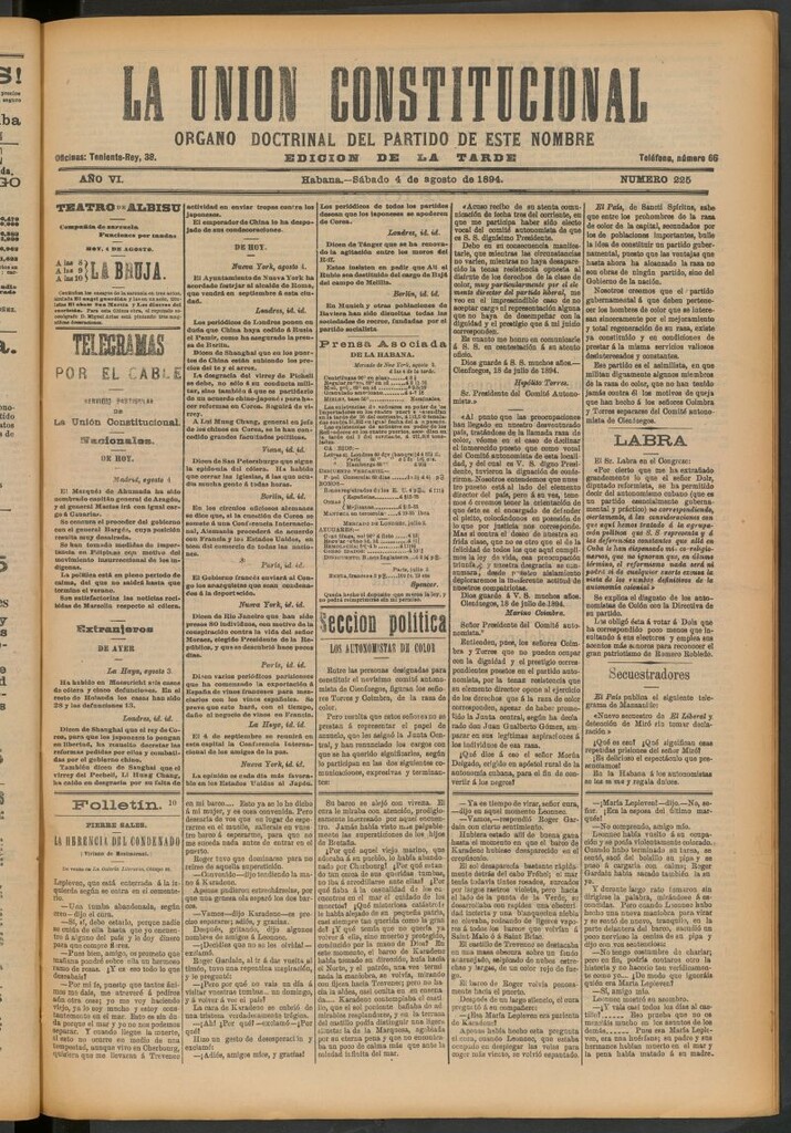 Miniatura de La Unión Constitucional: Órgano oficial del partido de este nombre del 4 de agosto de 1894