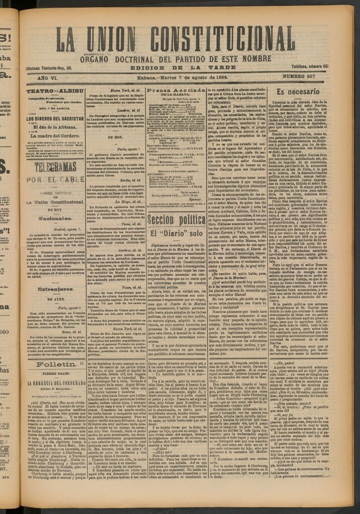 Miniatura de La Unión Constitucional: Órgano oficial del partido de este nombre del 7 de agosto de 1894