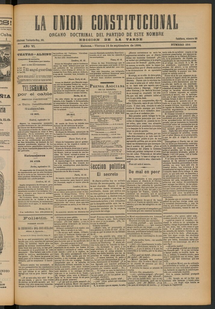 Miniatura de La Unión Constitucional: Órgano oficial del partido de este nombre del 14 de septiembre de 1894