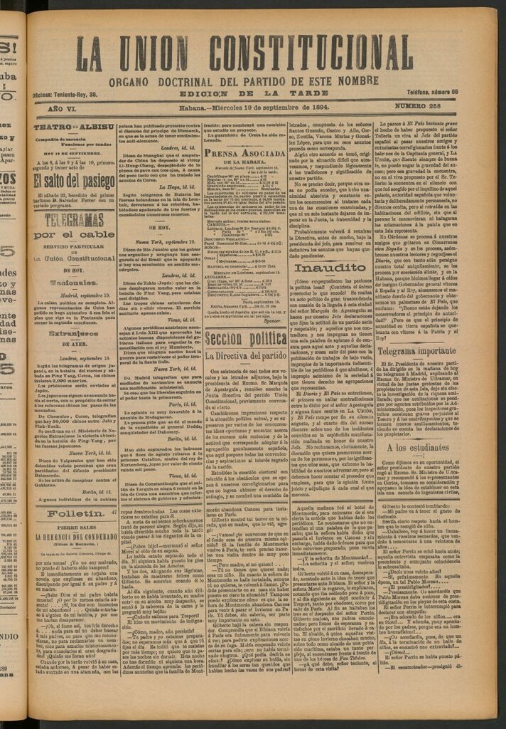 Miniatura de La Unión Constitucional: Órgano oficial del partido de este nombre del 19 de septiembre de 1894