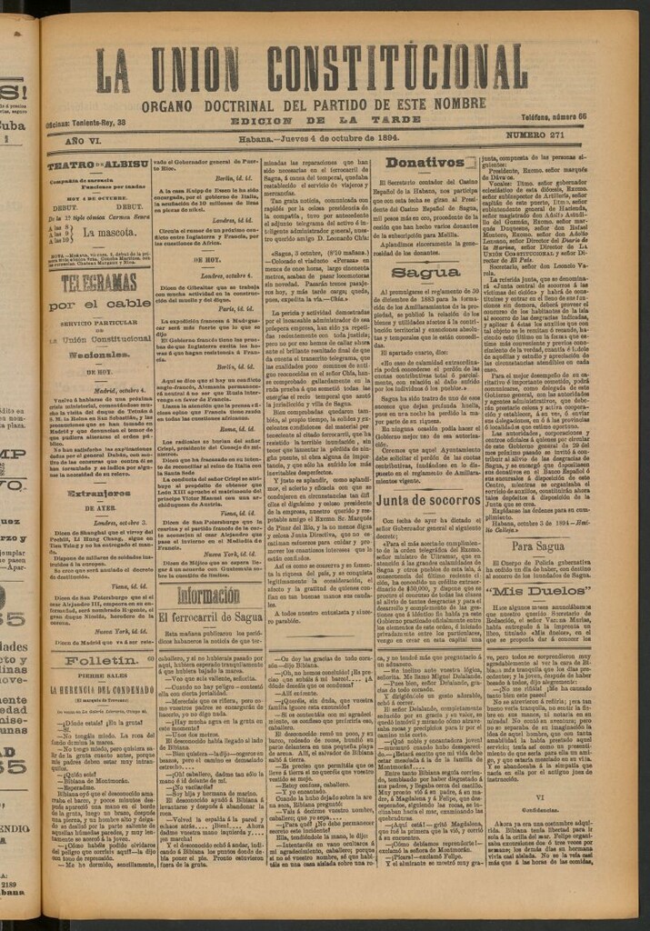 Miniatura de La Unión Constitucional: Órgano oficial del partido de este nombre del 4 de octubre de 1894