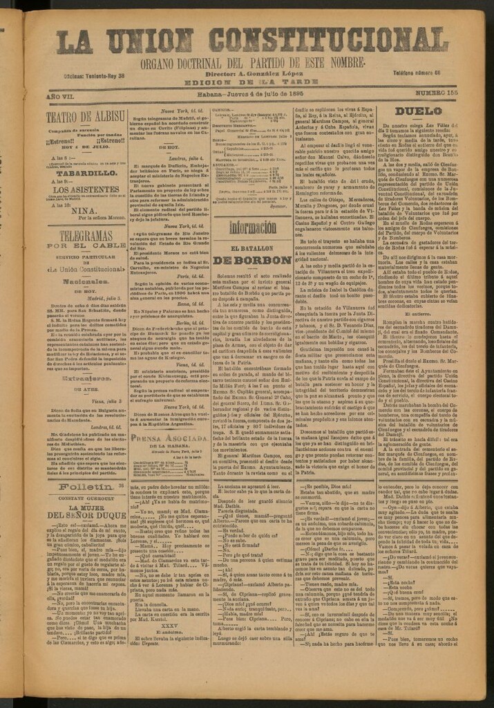 Miniatura de La Unión Constitucional: Órgano oficial del partido de este nombre del 4 de julio de 1895