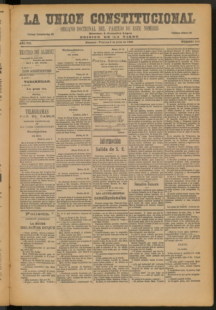 Miniatura de La Unión Constitucional: Órgano oficial del partido de este nombre del 5 de julio de 1895