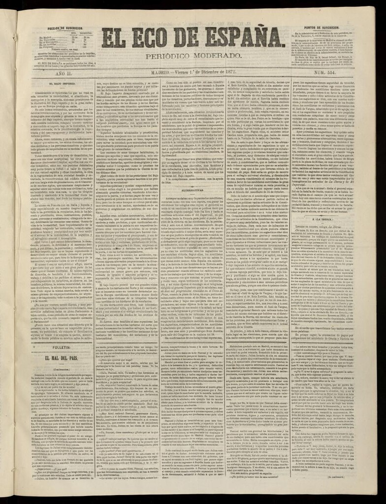 Miniatura de El Eco de España del 1 de diciembre de 1871