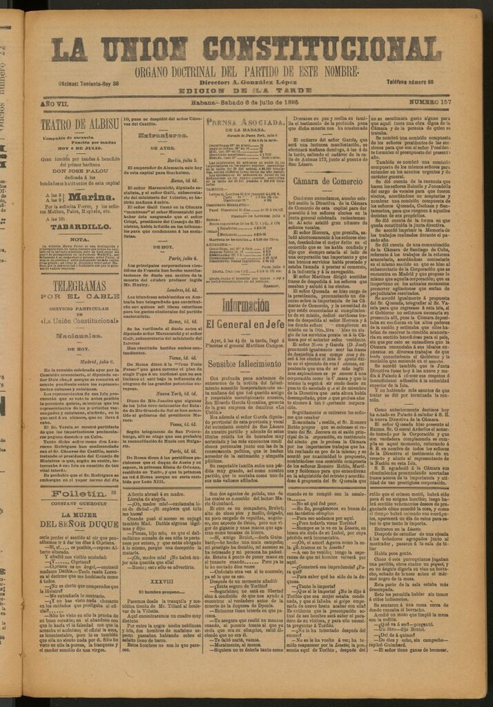 Miniatura de La Unión Constitucional: Órgano oficial del partido de este nombre del 6 de julio de 1895