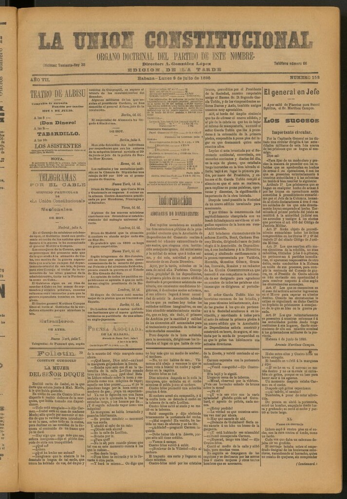 Miniatura de La Unión Constitucional: Órgano oficial del partido de este nombre del 8 de julio de 1895