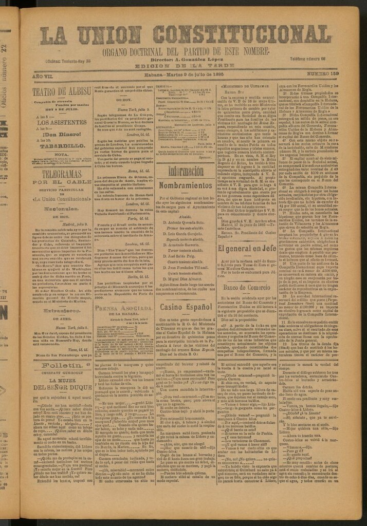 Miniatura de La Unión Constitucional: Órgano oficial del partido de este nombre del 9 de julio de 1895