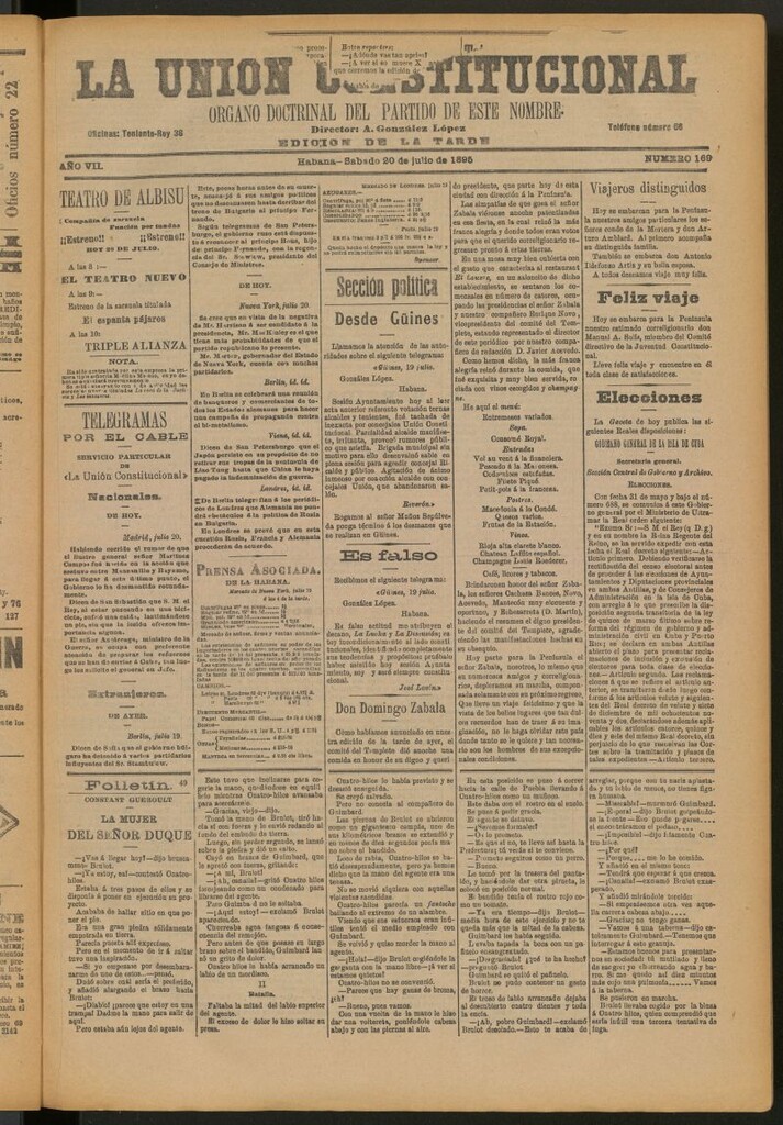 Miniatura de La Unión Constitucional: Órgano oficial del partido de este nombre del 20 de julio de 1895