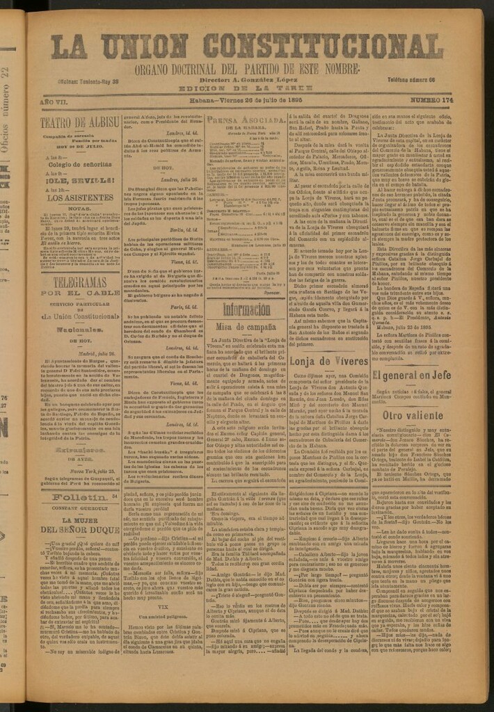 Miniatura de La Unión Constitucional: Órgano oficial del partido de este nombre del 26 de julio de 1895