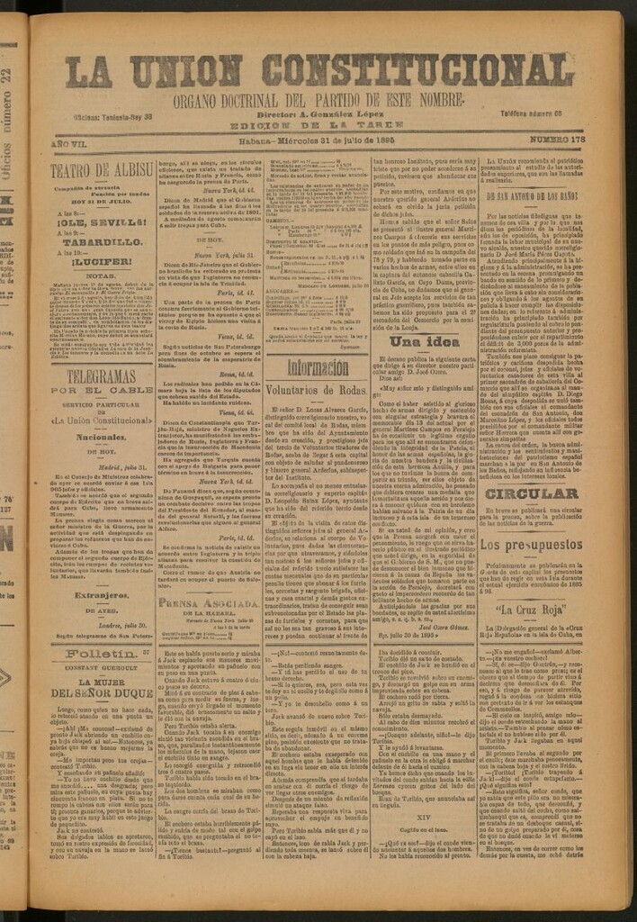 Miniatura de La Unión Constitucional: Órgano oficial del partido de este nombre del 31 de julio de 1895