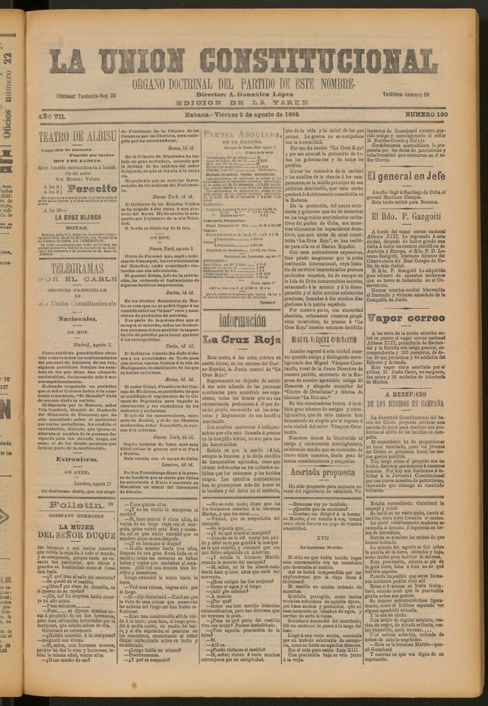 Miniatura de La Unión Constitucional: Órgano oficial del partido de este nombre del 2 de agosto de 1895