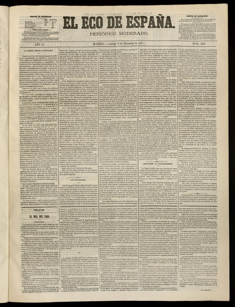 Miniatura de El Eco de España del 3 de diciembre de 1871