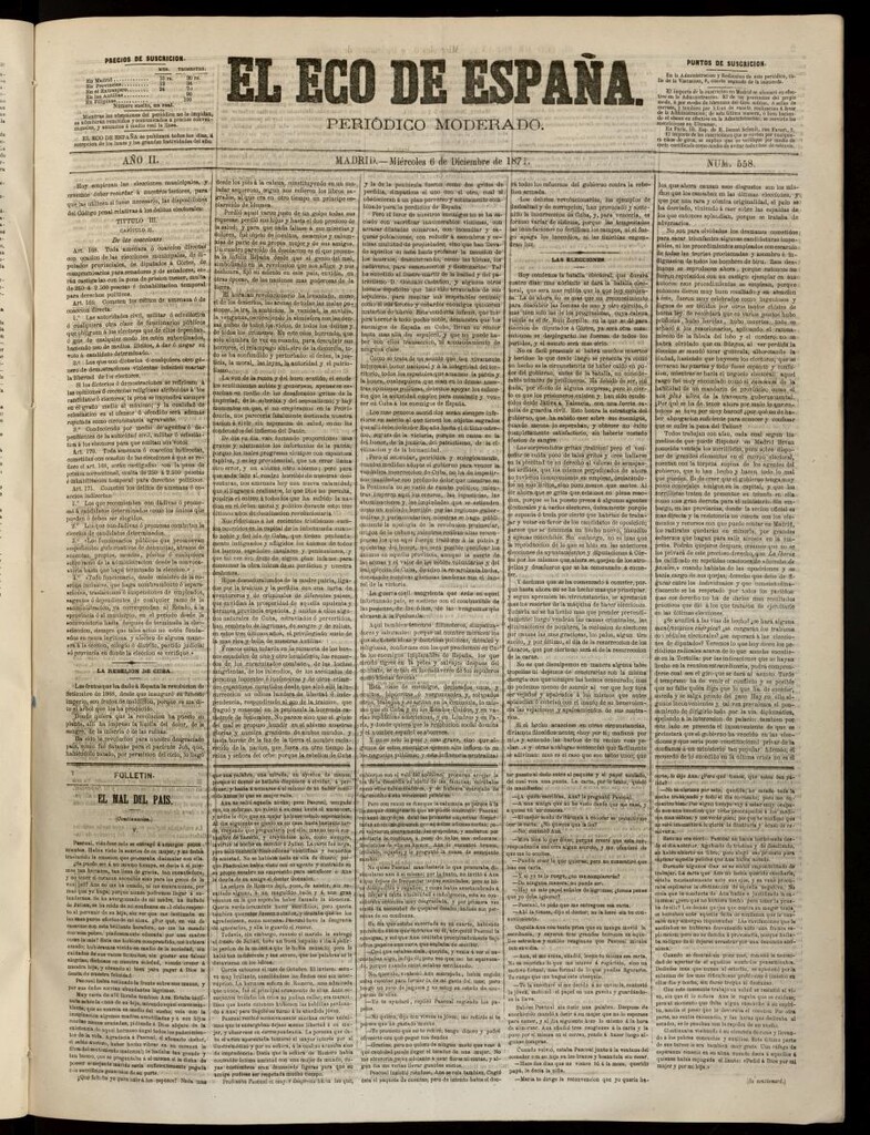 Miniatura de El Eco de España del 6 de diciembre de 1871