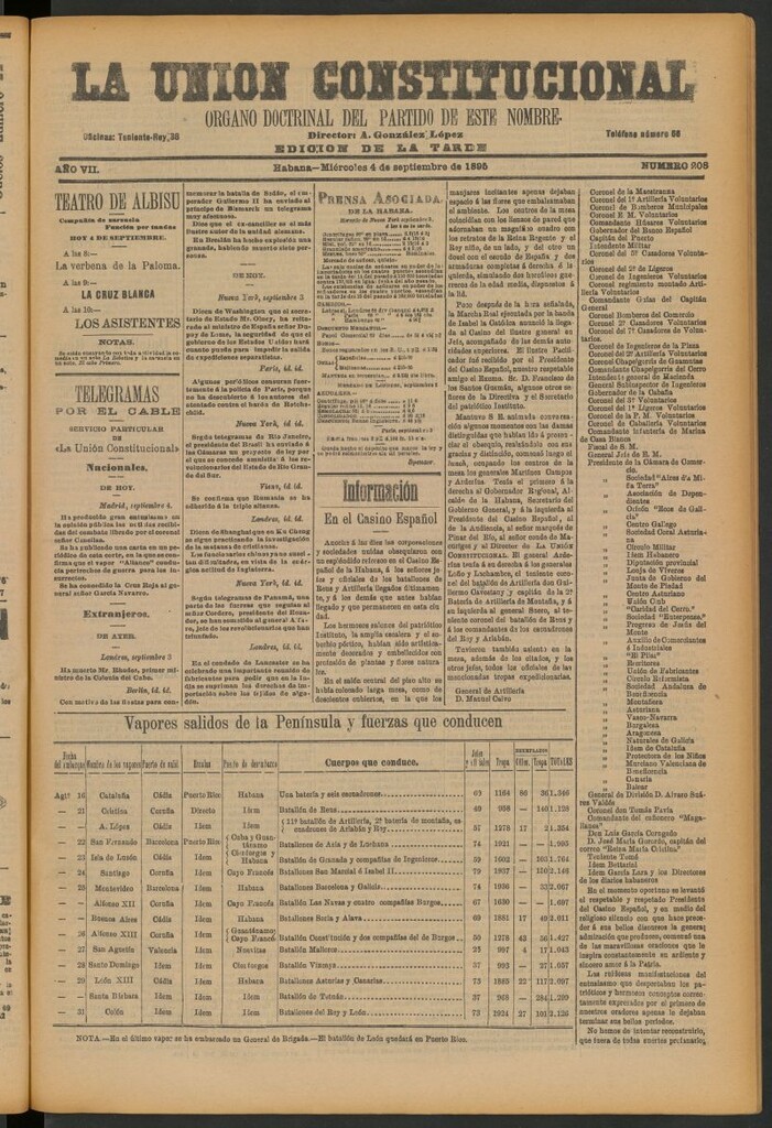 Miniatura de La Unión Constitucional: Órgano oficial del partido de este nombre del 4 de septiembre de 1895