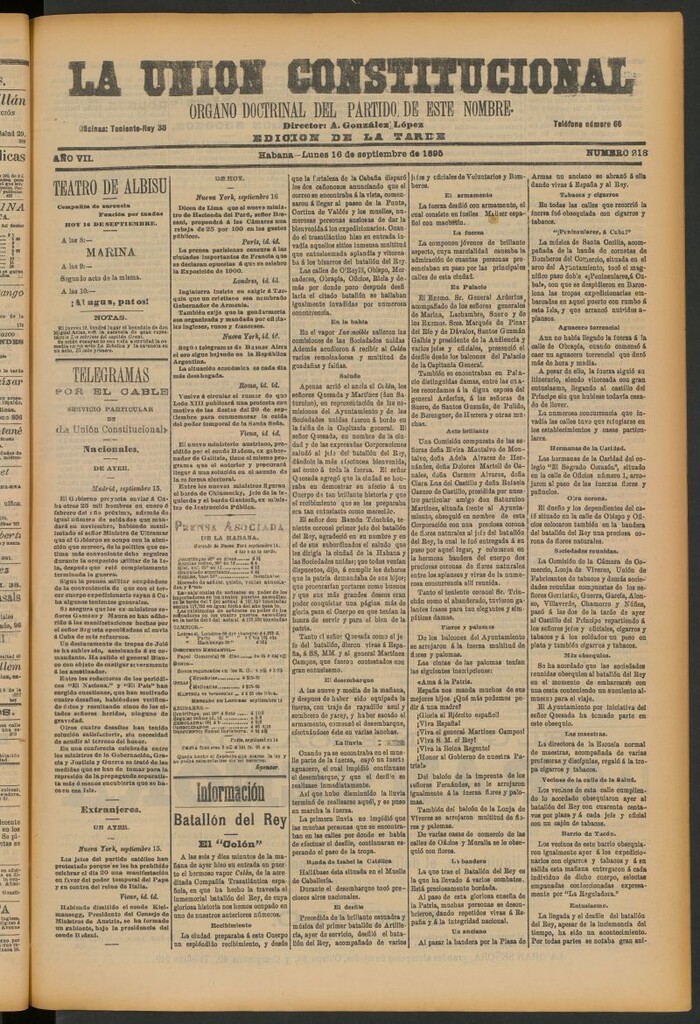 Miniatura de La Unión Constitucional: Órgano oficial del partido de este nombre del 16 de septiembre de 1895