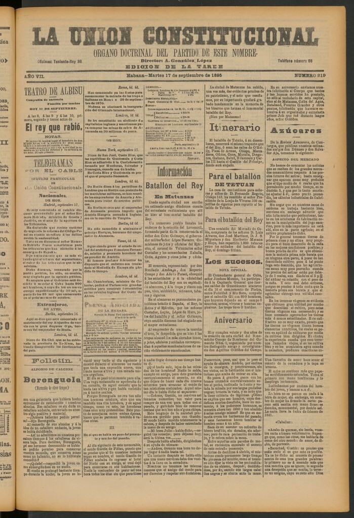 Miniatura de La Unión Constitucional: Órgano oficial del partido de este nombre del 17 de septiembre de 1895