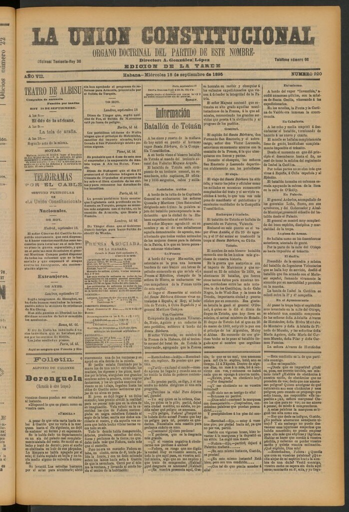 Miniatura de La Unión Constitucional: Órgano oficial del partido de este nombre del 18 de septiembre de 1895