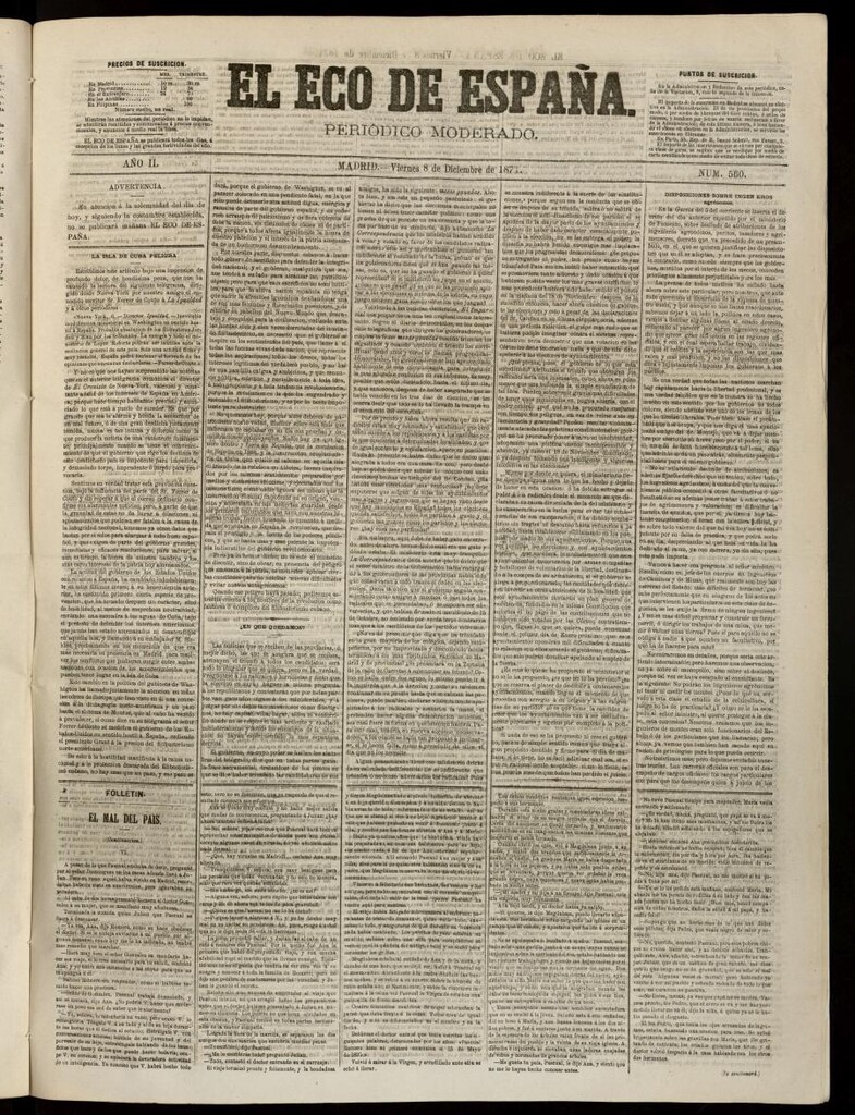 Miniatura de El Eco de España del 8 de diciembre de 1871