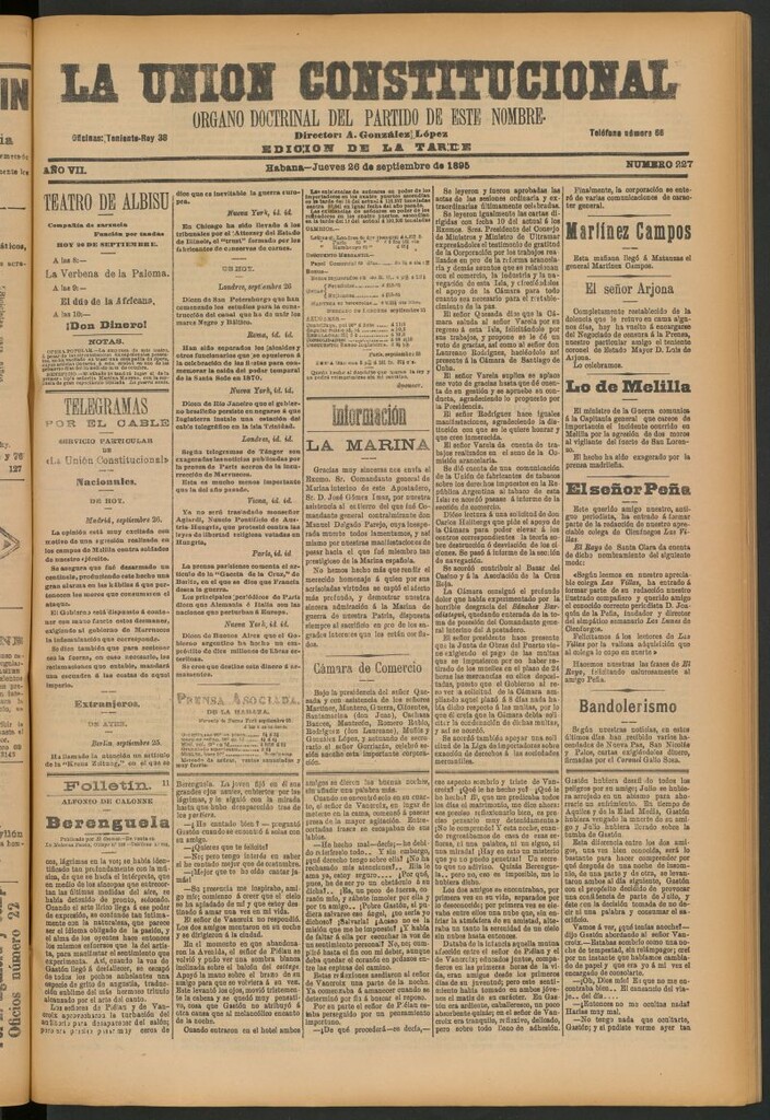 Miniatura de La Unión Constitucional: Órgano oficial del partido de este nombre del 26 de septiembre de 1895