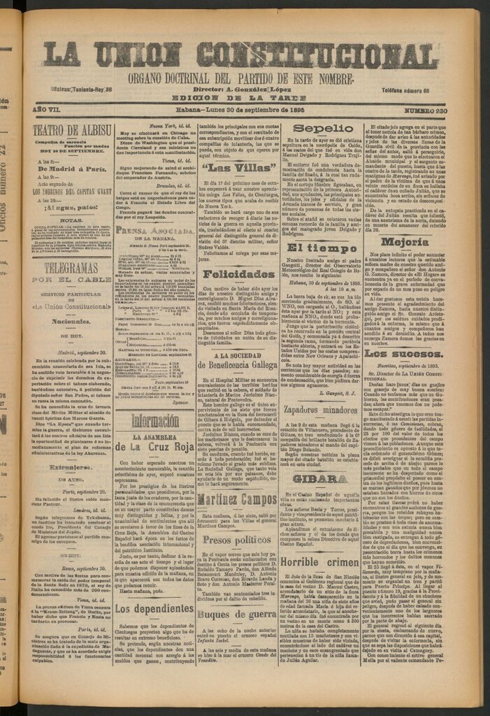 Miniatura de La Unión Constitucional: Órgano oficial del partido de este nombre del 30 de septiembre de 1895