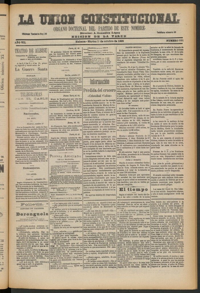 Miniatura de La Unión Constitucional: Órgano oficial del partido de este nombre del 1 de octubre de 1895