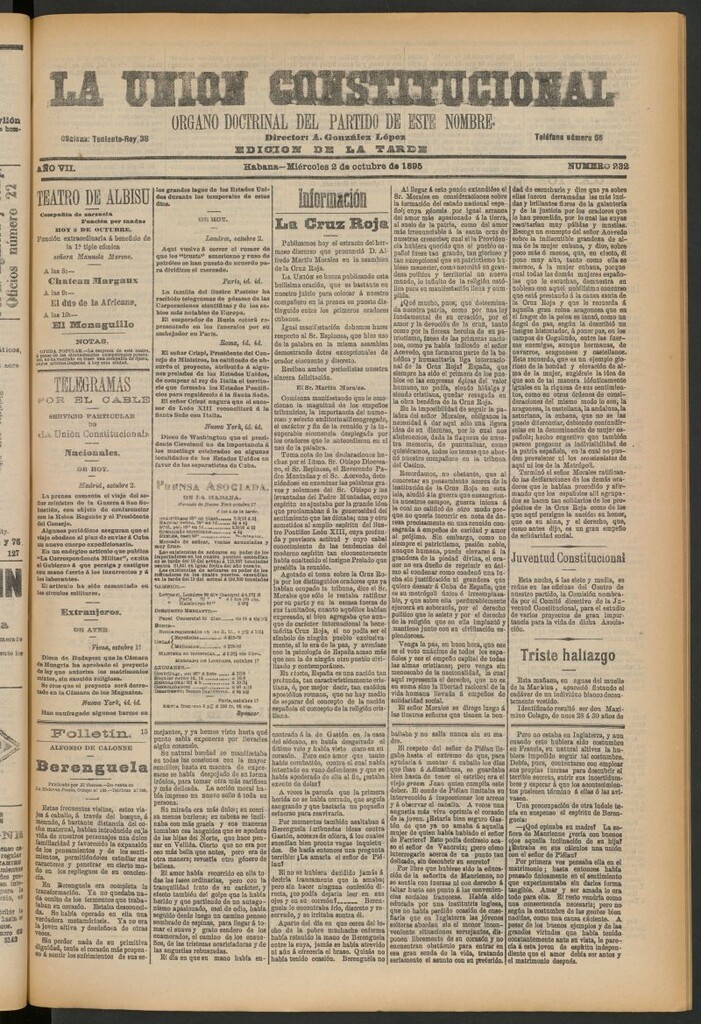 Miniatura de La Unión Constitucional: Órgano oficial del partido de este nombre del 2 de octubre de 1895