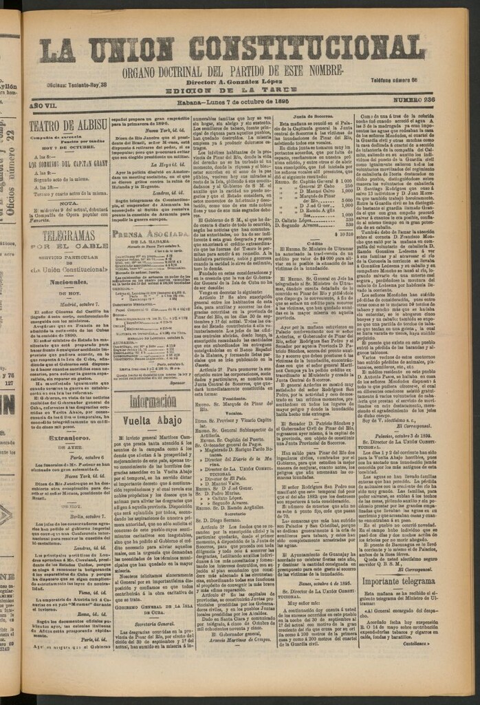 Miniatura de La Unión Constitucional: Órgano oficial del partido de este nombre del 7 de octubre de 1895