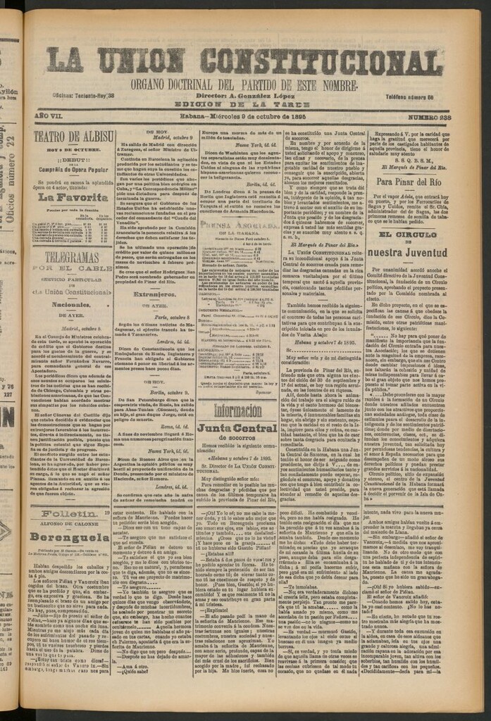 Miniatura de La Unión Constitucional: Órgano oficial del partido de este nombre del 9 de octubre de 1895