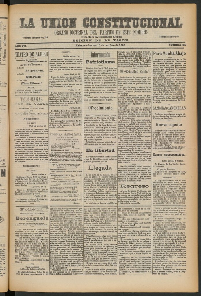 Miniatura de La Unión Constitucional: Órgano oficial del partido de este nombre del 10 de octubre de 1895