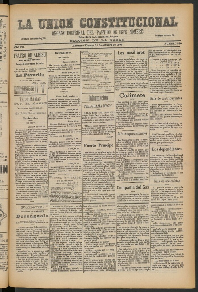 Miniatura de La Unión Constitucional: Órgano oficial del partido de este nombre del 11 de octubre de 1895