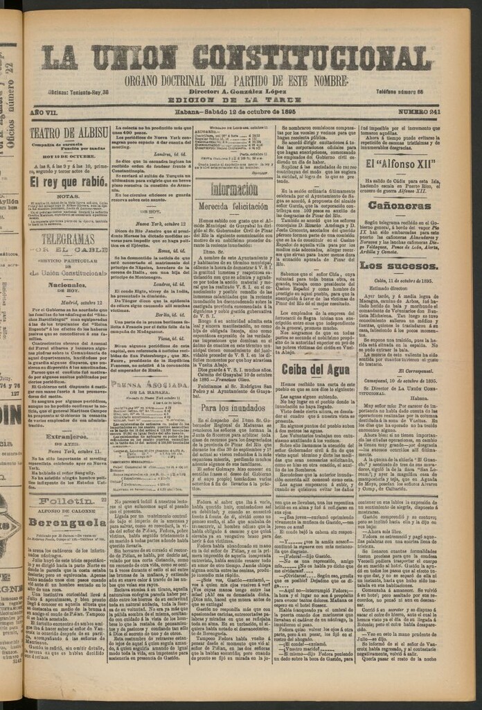 Miniatura de La Unión Constitucional: Órgano oficial del partido de este nombre del 12 de octubre de 1895