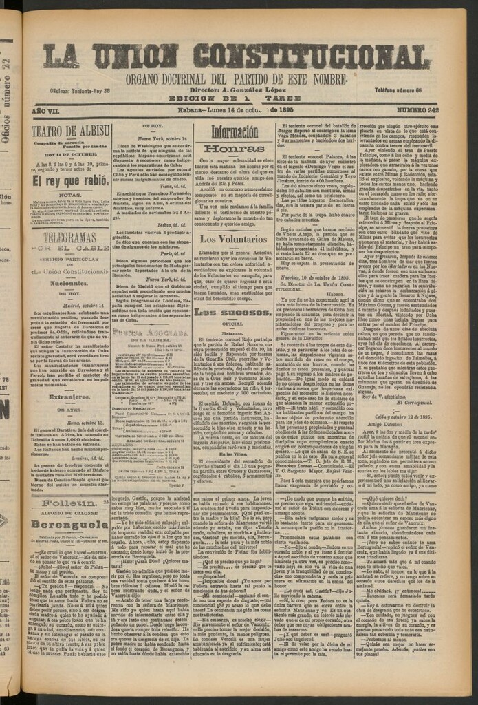 Miniatura de La Unión Constitucional: Órgano oficial del partido de este nombre del 14 de octubre de 1895