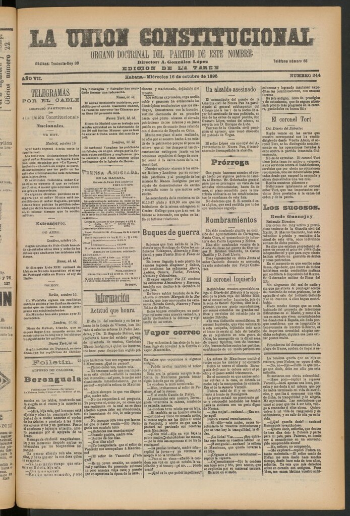 Miniatura de La Unión Constitucional: Órgano oficial del partido de este nombre del 16 de octubre de 1895