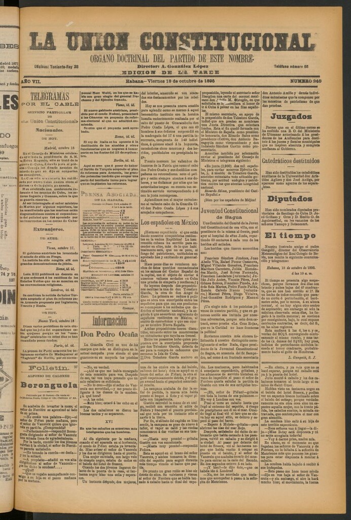 Miniatura de La Unión Constitucional: Órgano oficial del partido de este nombre del 18 de octubre de 1895