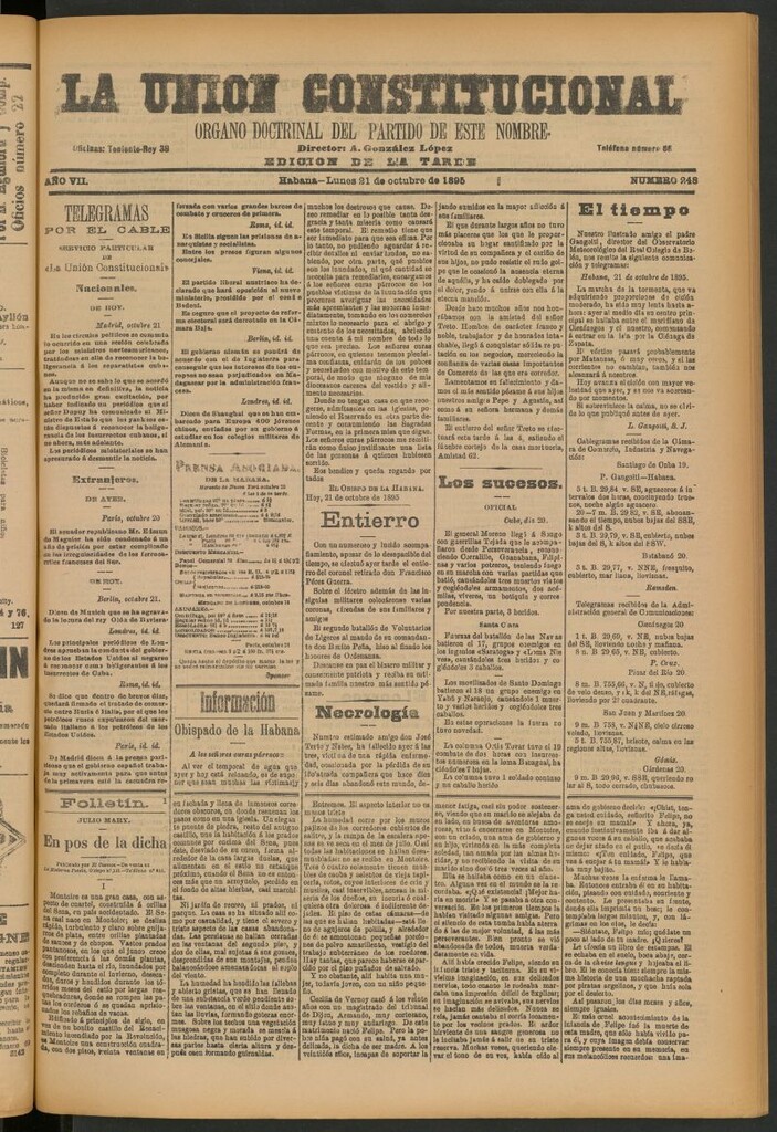 Miniatura de La Unión Constitucional: Órgano oficial del partido de este nombre del 21 de octubre de 1895