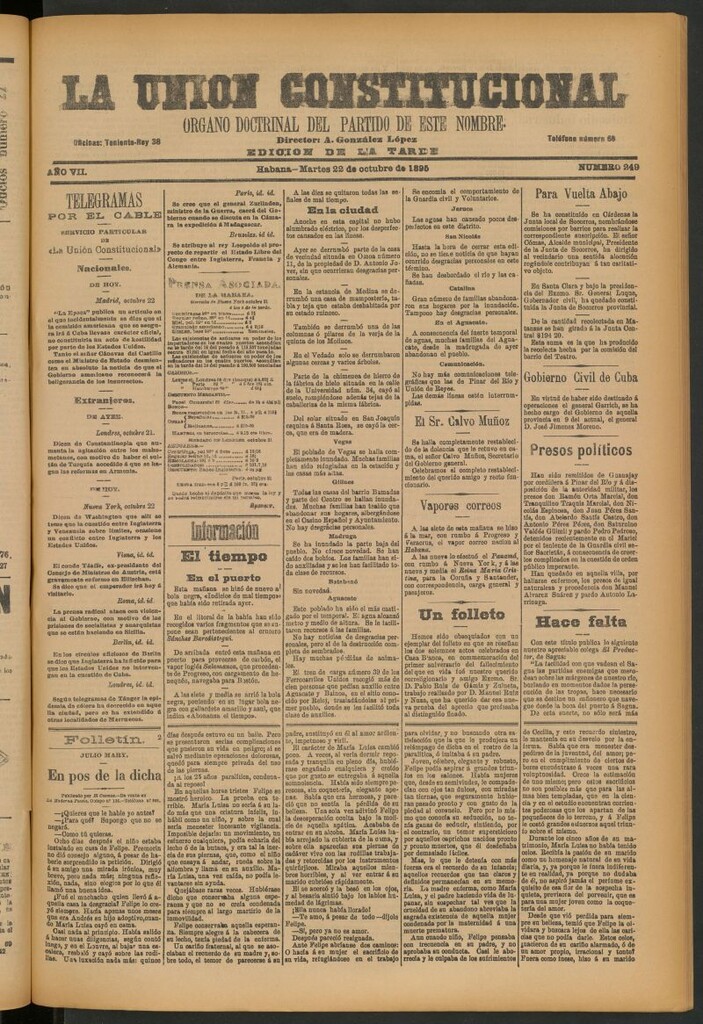Miniatura de La Unión Constitucional: Órgano oficial del partido de este nombre del 22 de octubre de 1895