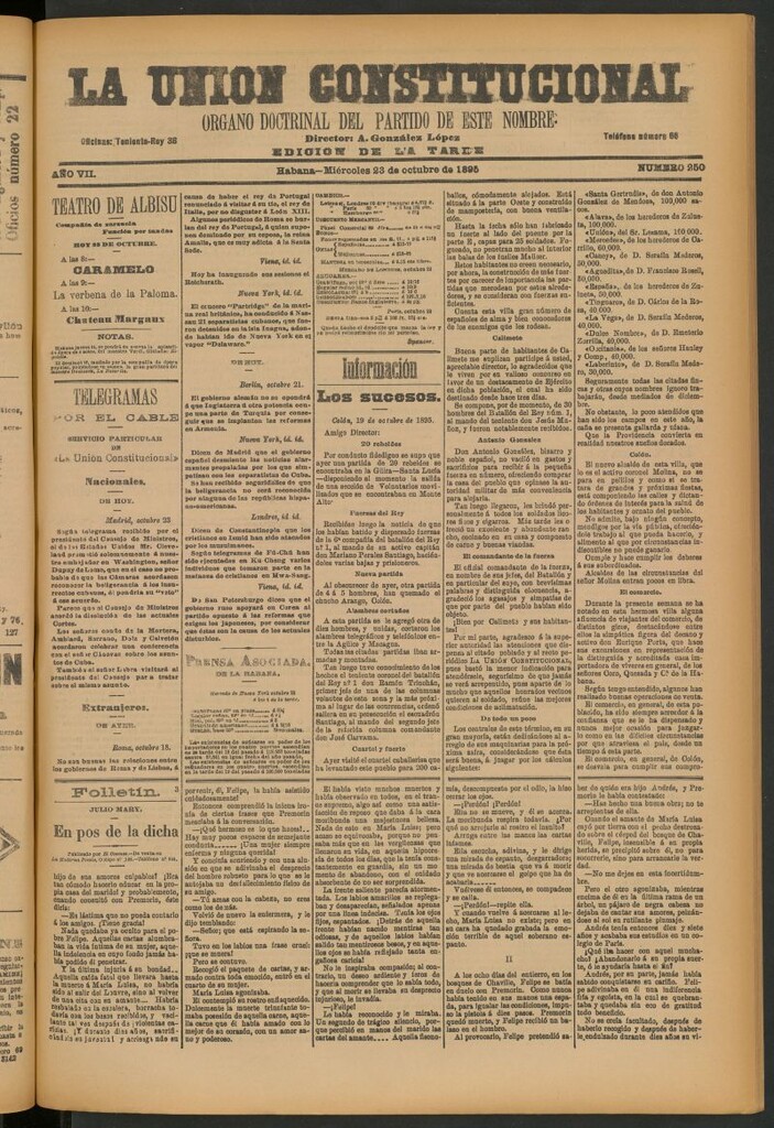 Miniatura de La Unión Constitucional: Órgano oficial del partido de este nombre del 23 de octubre de 1895