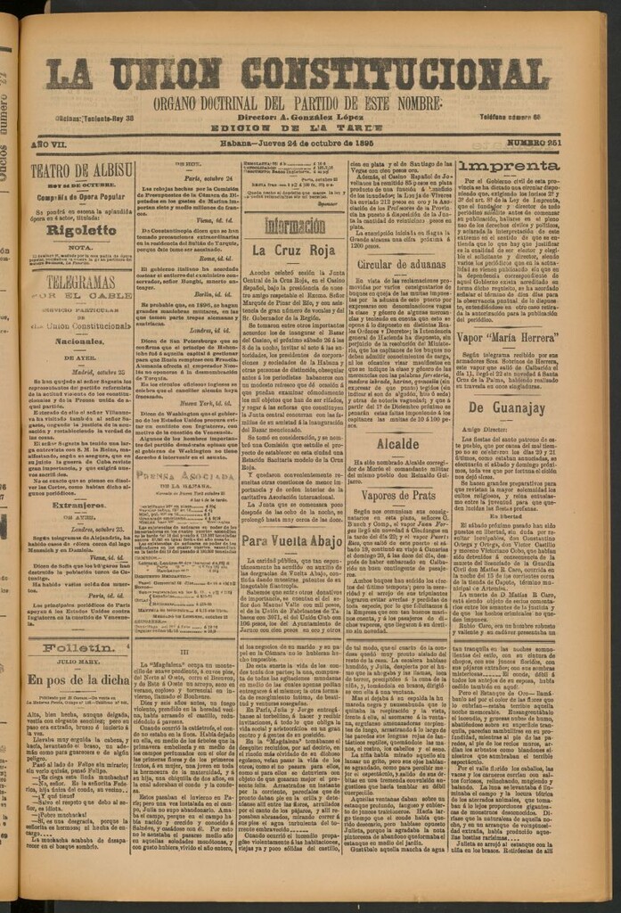 Miniatura de La Unión Constitucional: Órgano oficial del partido de este nombre del 24 de octubre de 1895