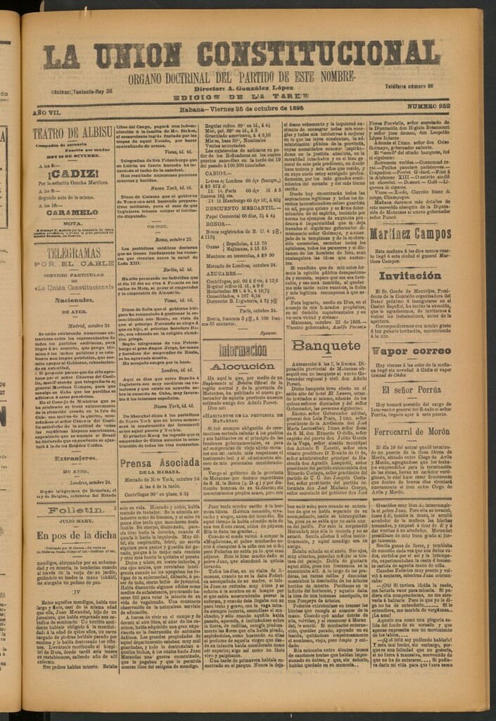 Miniatura de La Unión Constitucional: Órgano oficial del partido de este nombre del 25 de octubre de 1895
