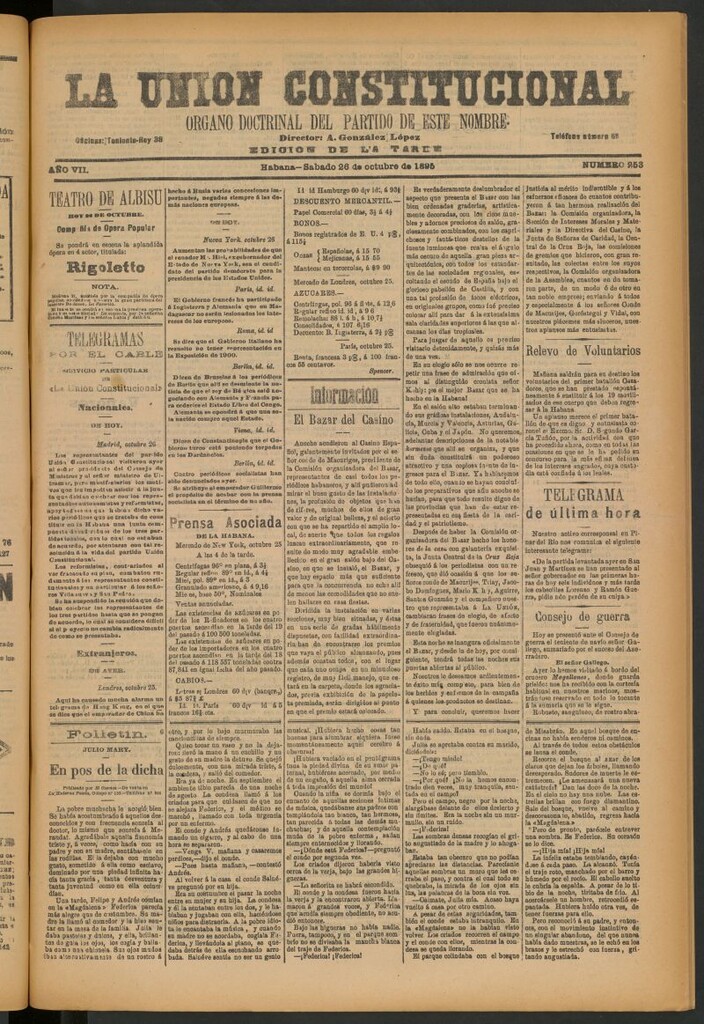 Miniatura de La Unión Constitucional: Órgano oficial del partido de este nombre del 26 de octubre de 1895