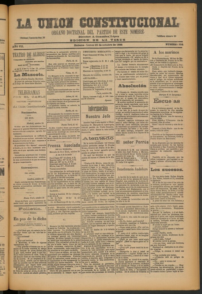 Miniatura de La Unión Constitucional: Órgano oficial del partido de este nombre del 28 de octubre de 1895